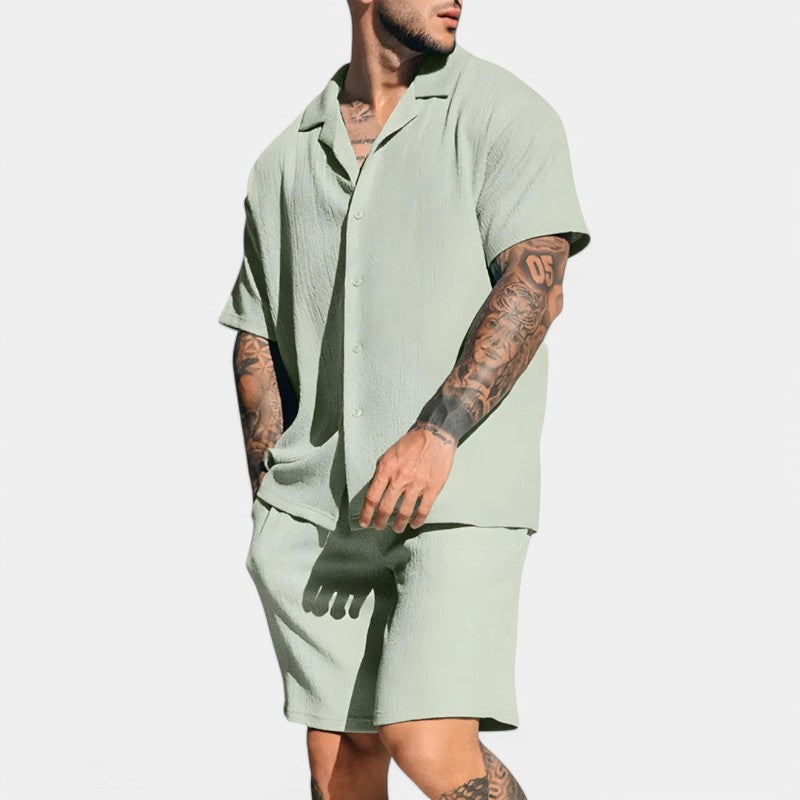 Herre Skjorte Kortermet Vintage Polyester Casual 1