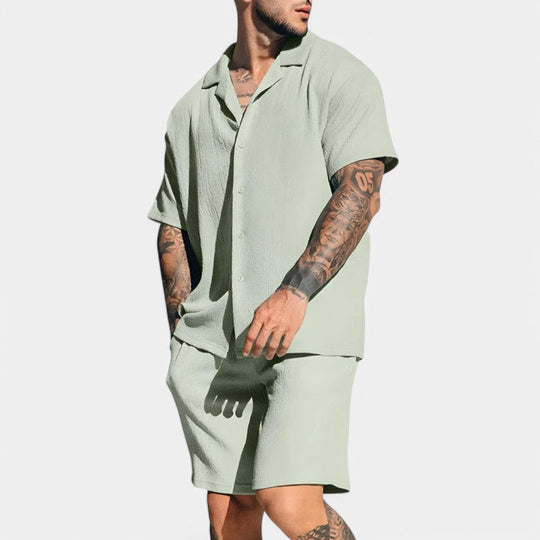 Herre Skjorte Kortermet Vintage Polyester Casual 1