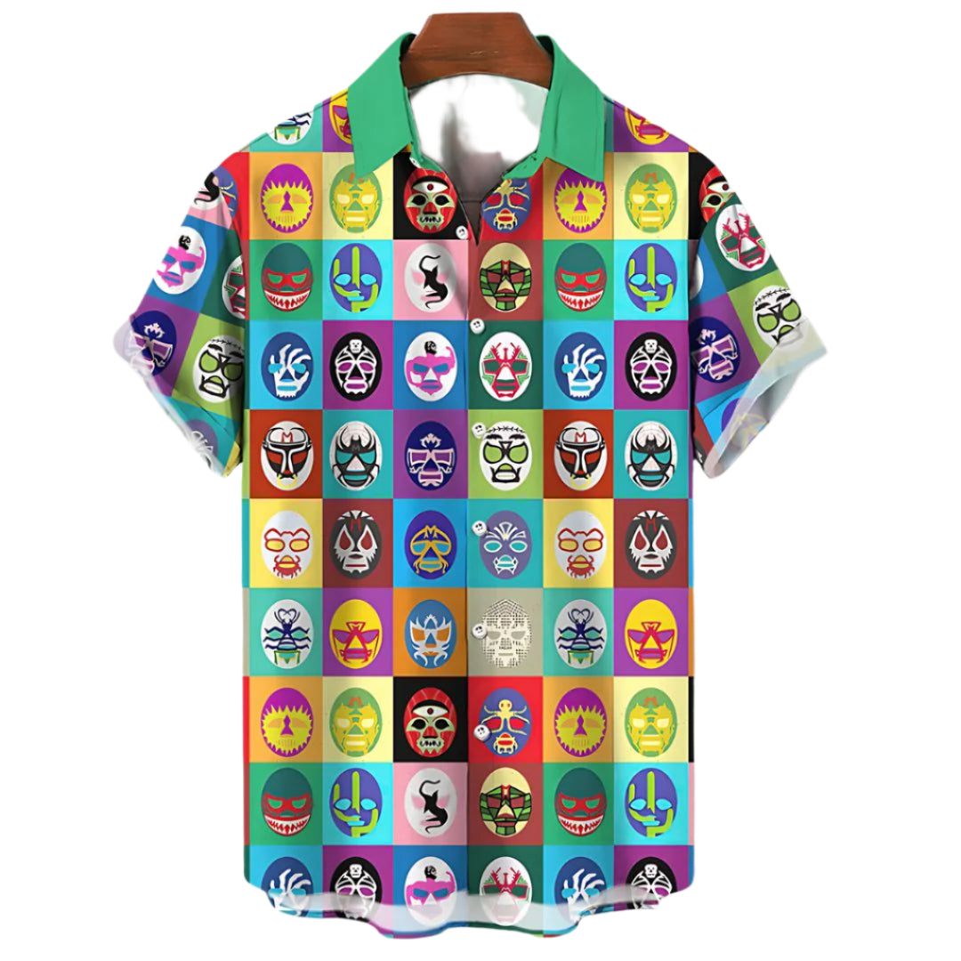 Herre Skjorte Uformell Lettvekt Luchador Design 0