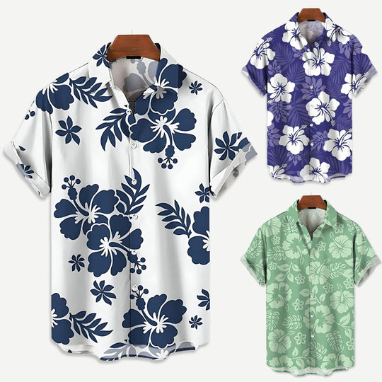 Herre Skjorte med Avslappet Passform og Blomsterprint 3