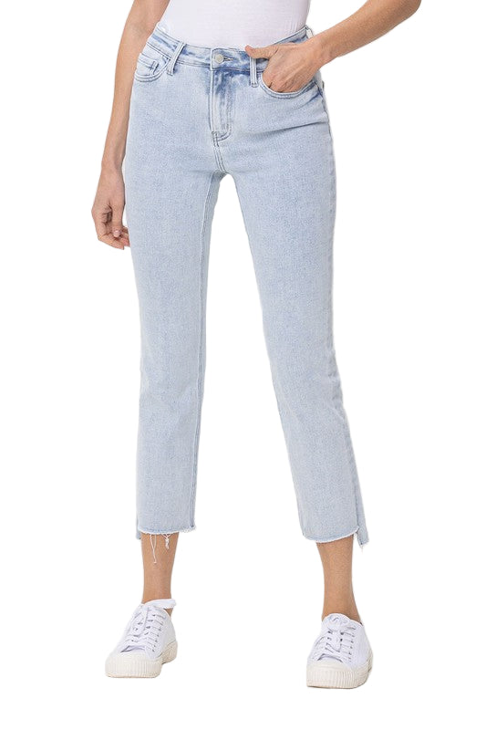 Herre Slim Straight Jeans Høyt Liv Denim 0