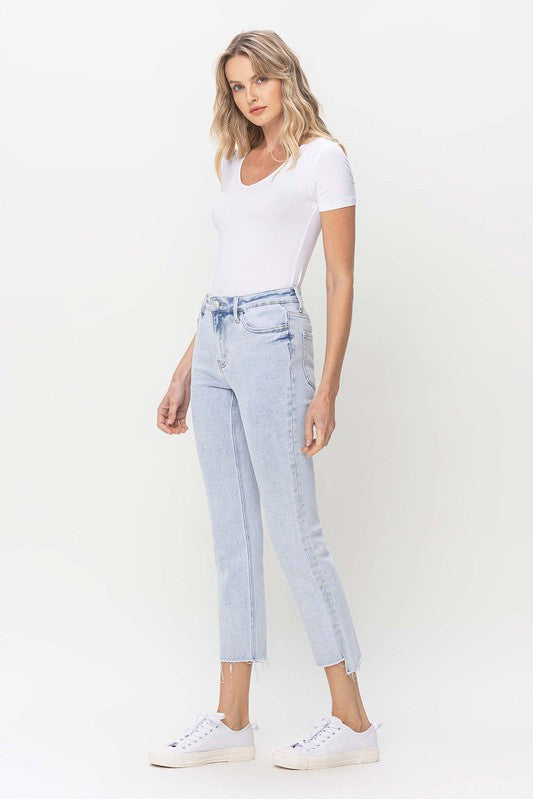 Herre Slim Straight Jeans Høyt Liv Denim 2