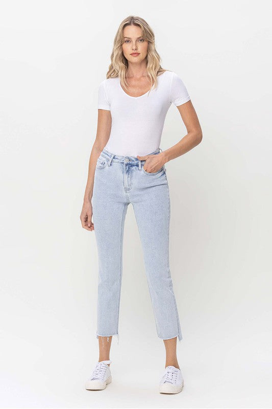 Herre Slim Straight Jeans Høyt Liv Denim 3