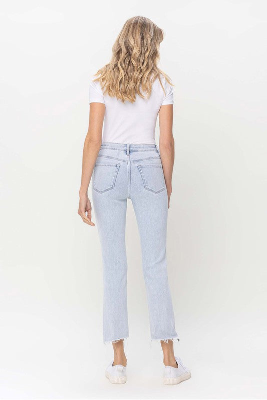 Herre Slim Straight Jeans Høyt Liv Denim 4