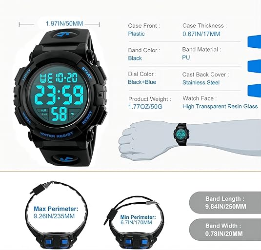 Herre Sportsklokke Digital Militær Stil 1