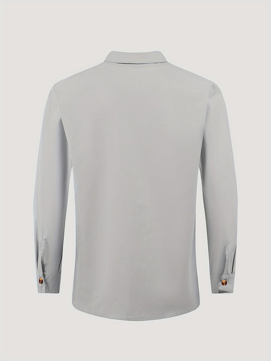 Herre Strandsett Langermet Skjorte med Knapper og Drawstring Bukser Pustende Fiberblanding 6