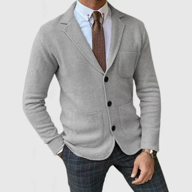 Herre Strikkblazer Klassisk Stil 1