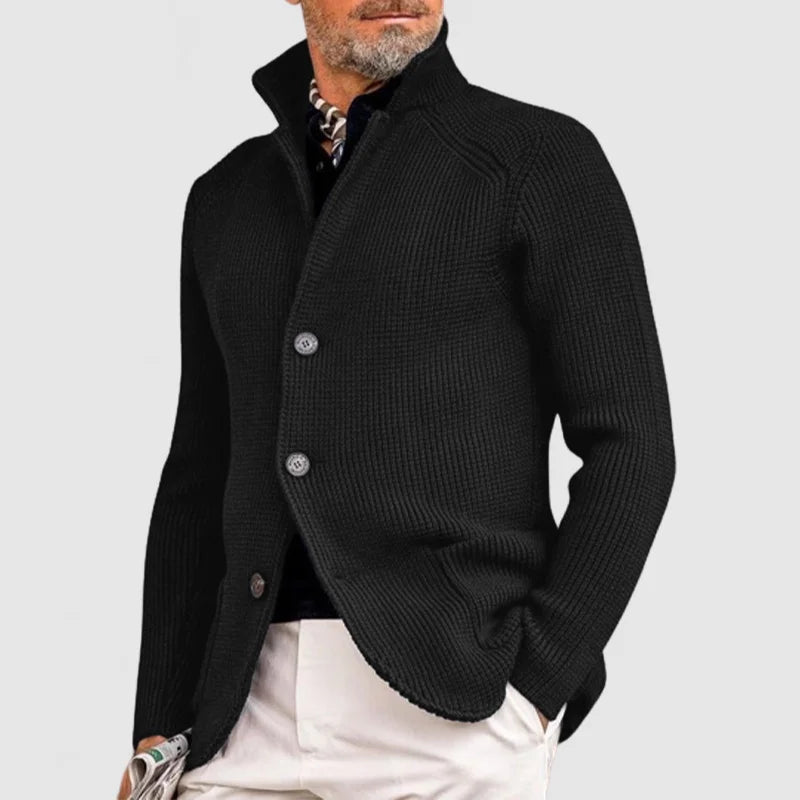 Herre Strikket Cardigan - Klassisk Knapp-Oppe Genser med Ribbede Detaljer 1