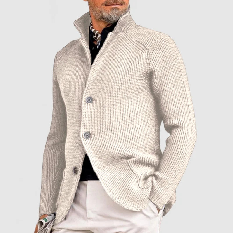Herre Strikket Cardigan - Klassisk Knapp-Oppe Genser med Ribbede Detaljer 2