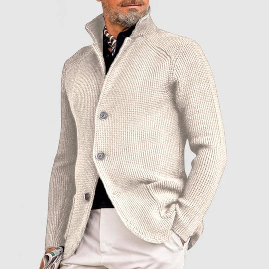 Herre Strikket Cardigan - Klassisk Knapp-Oppe Genser med Ribbede Detaljer 2