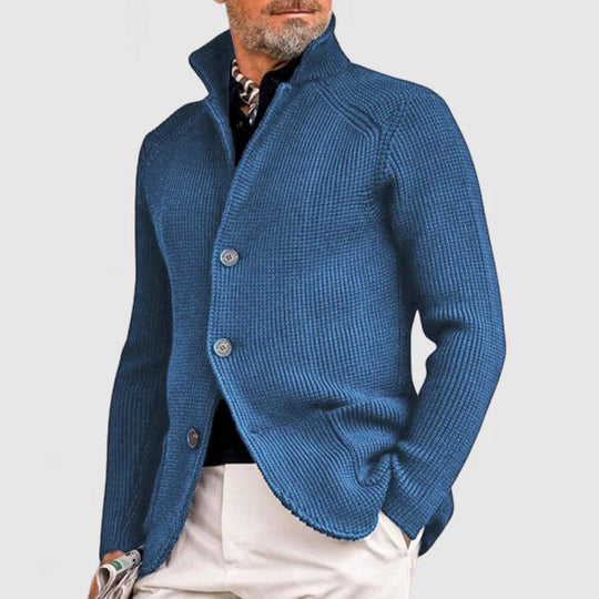 Herre Strikket Cardigan - Klassisk Knapp-Oppe Genser med Ribbede Detaljer 3