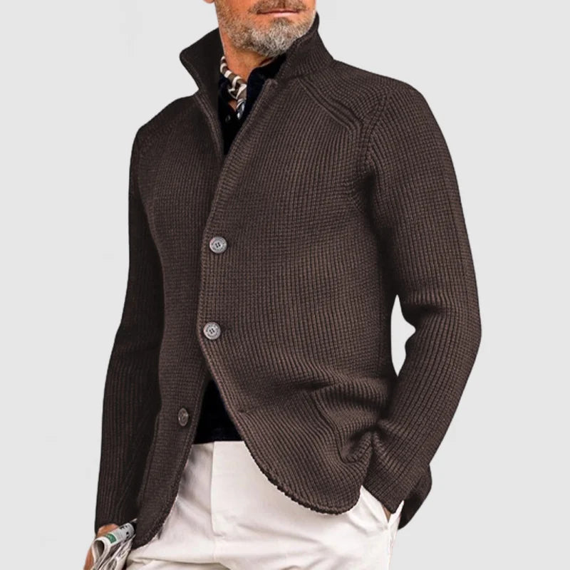 Herre Strikket Cardigan - Klassisk Knapp-Oppe Genser med Ribbede Detaljer 5