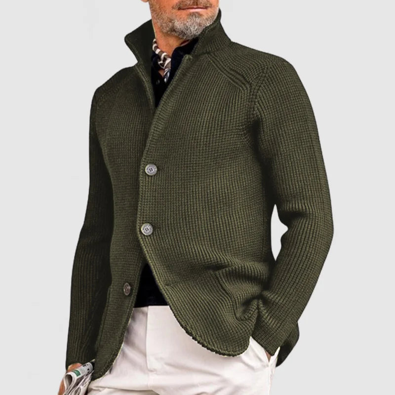 Herre Strikket Cardigan - Klassisk Knapp-Oppe Genser med Ribbede Detaljer 6