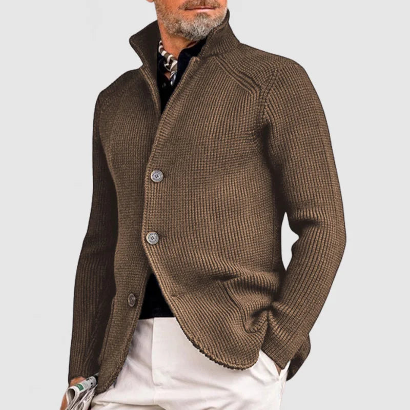 Herre Strikket Cardigan - Klassisk Knapp-Oppe Genser med Ribbede Detaljer 7