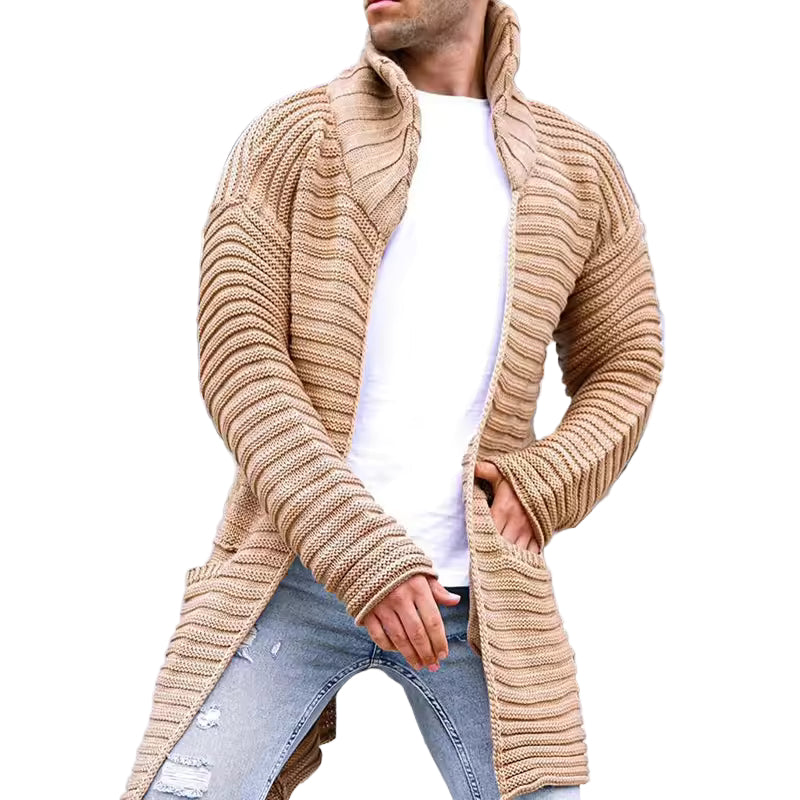 Herre Strikket Cardigan Turtleneck Oversized 0