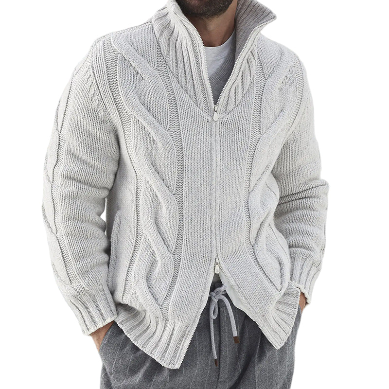 Herre Strikket Cardigan med Høy Hals 0