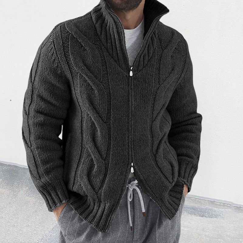 Herre Strikket Cardigan med Høy Hals 2