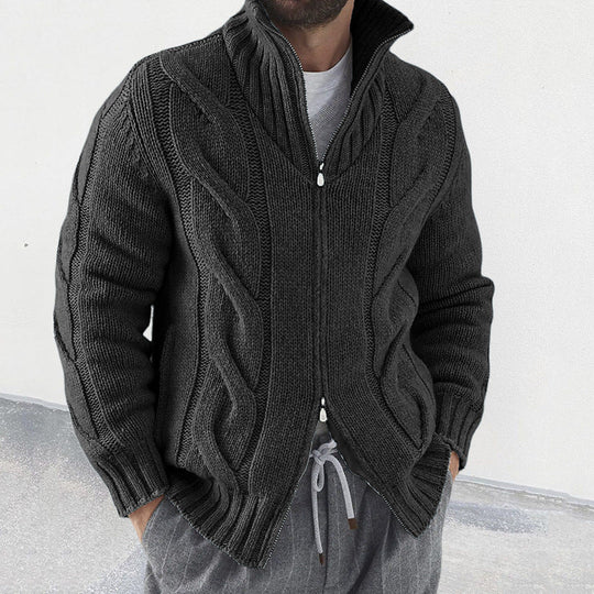 Herre Strikket Cardigan med Høy Hals 2