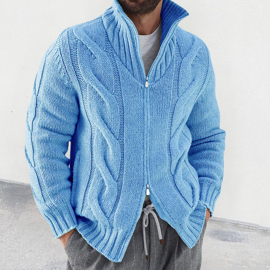 Herre Strikket Cardigan med Høy Hals 3