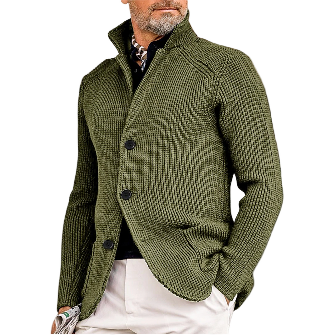 Herre Strikket Cardigan med Ribbet Tekstur 0