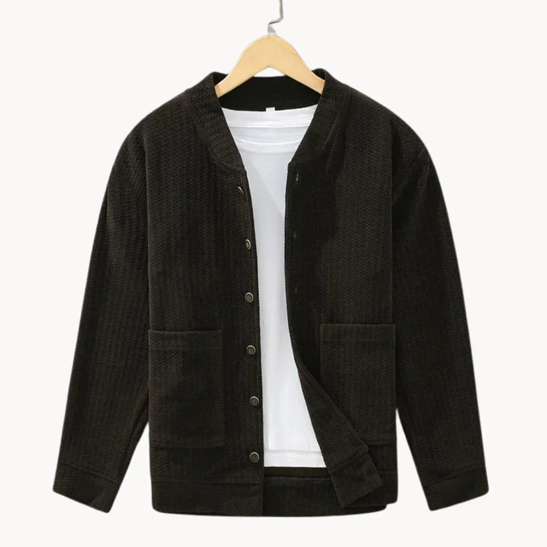 Herre Strikket Cardigan med Tekstur 0