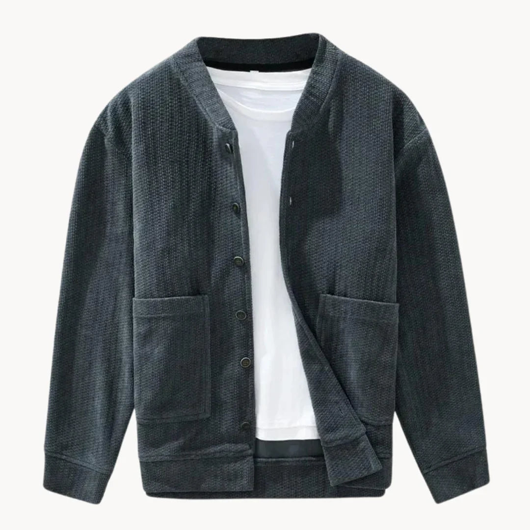Herre Strikket Cardigan med Tekstur 1