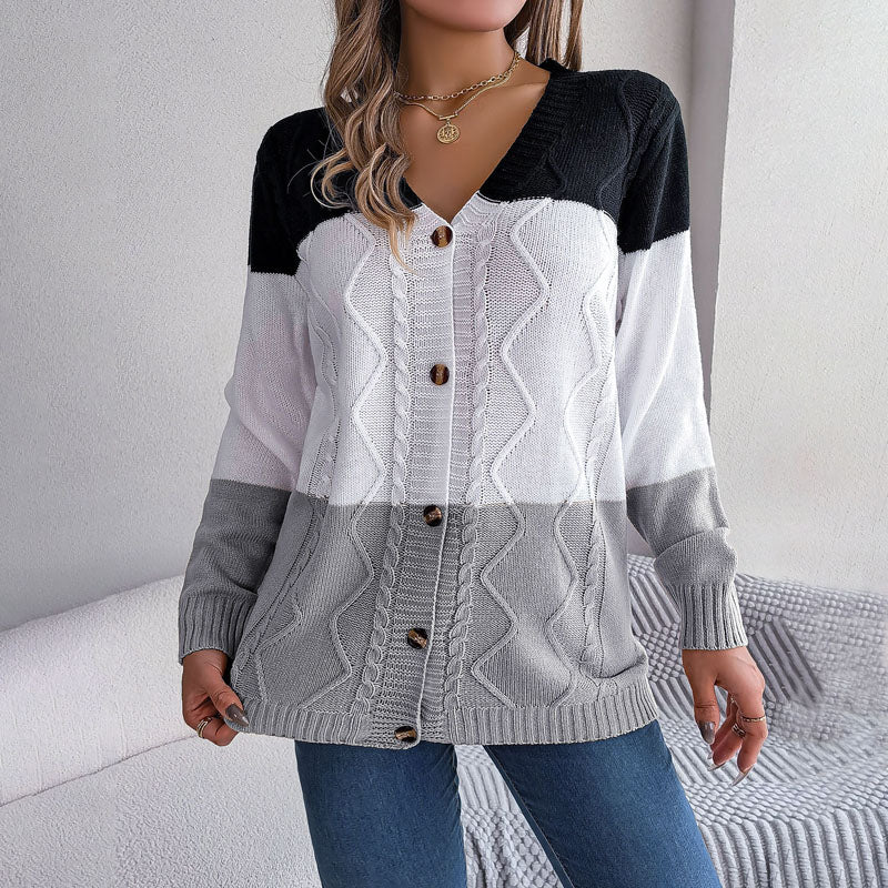 Herre Strikket Genser med Fargeblokkdesign 7