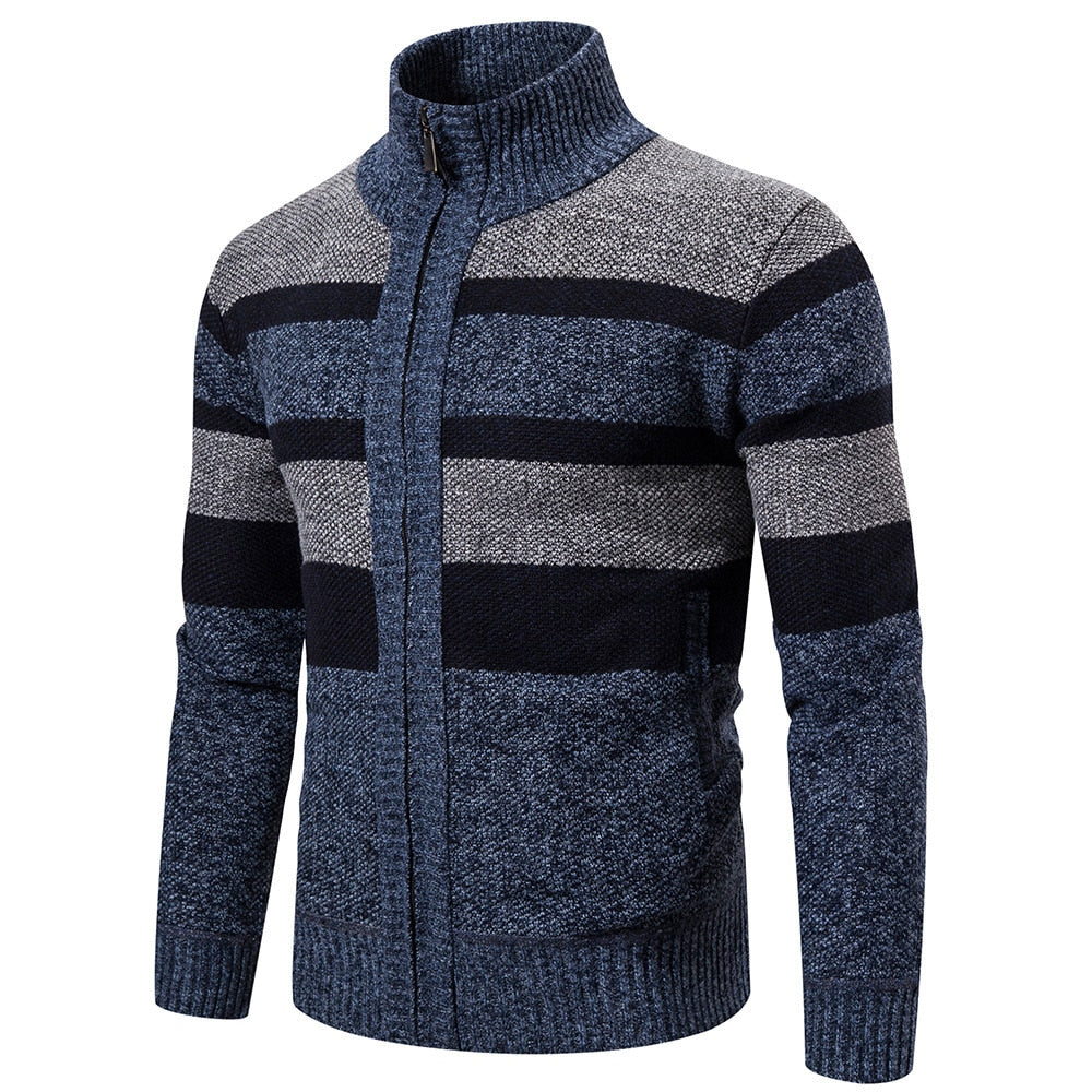 Herre Striped Slim Fit Strikket Cardigan 0