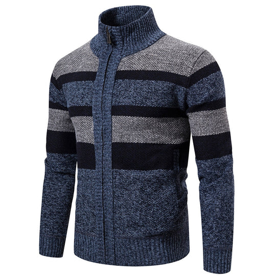 Herre Striped Slim Fit Strikket Cardigan 0