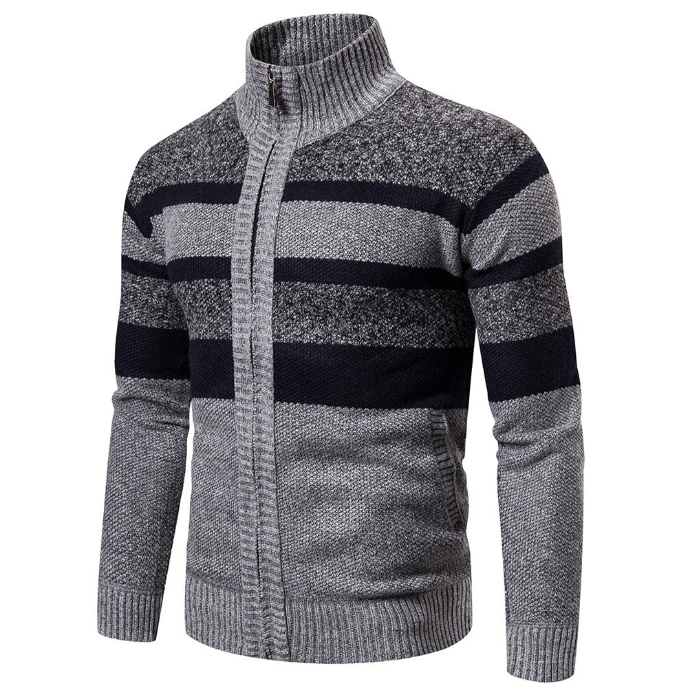 Herre Striped Slim Fit Strikket Cardigan 2