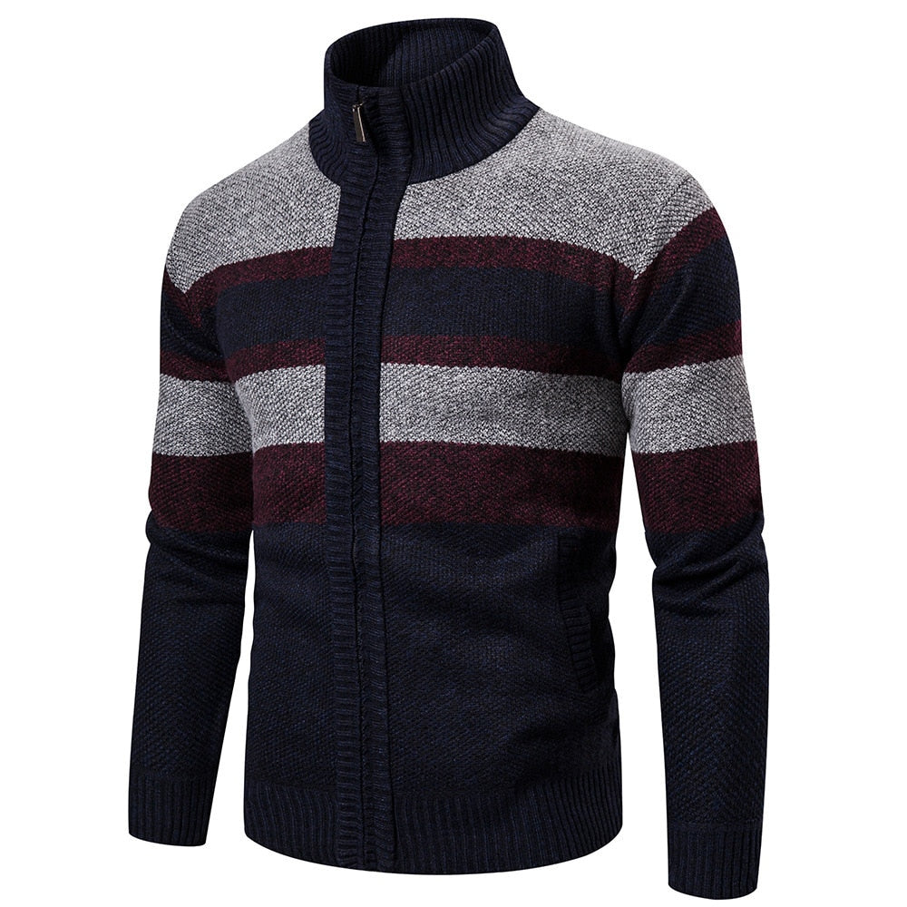 Herre Striped Slim Fit Strikket Cardigan 4