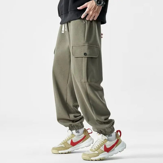 Herre Sweatpants Cargo Elastisk Midje 1