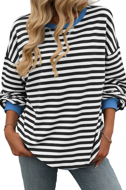 Herre Sweatshirt Rund Hals Stripete Design 0
