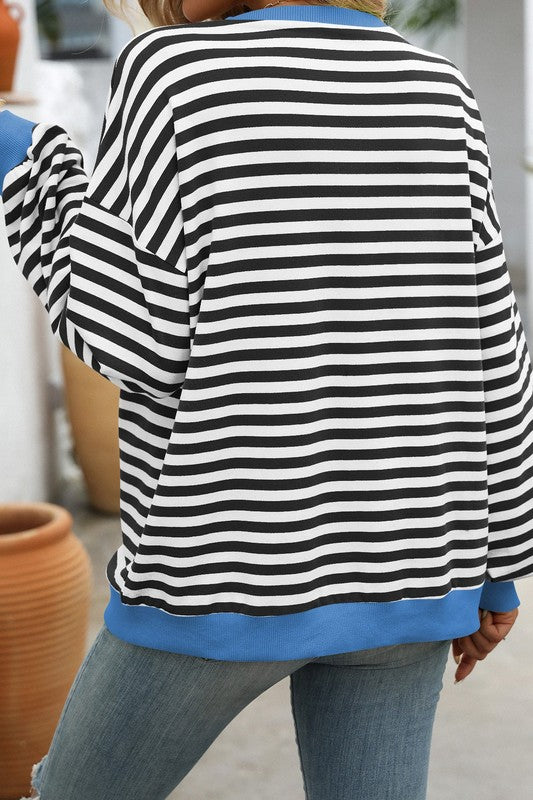 Herre Sweatshirt Rund Hals Stripete Design 1