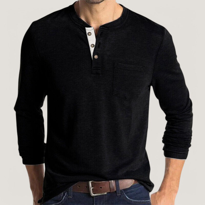 Herre T-Skjorte Langermet Klassisk Design Myk Bomullsblanding 2