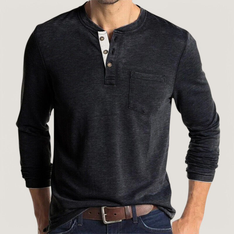 Herre T-Skjorte Langermet Klassisk Design Myk Bomullsblanding 4