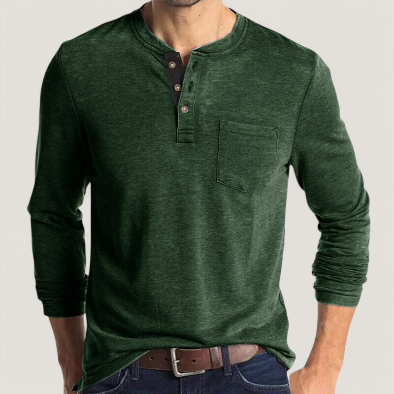 Herre T-Skjorte Langermet Klassisk Design Myk Bomullsblanding 6