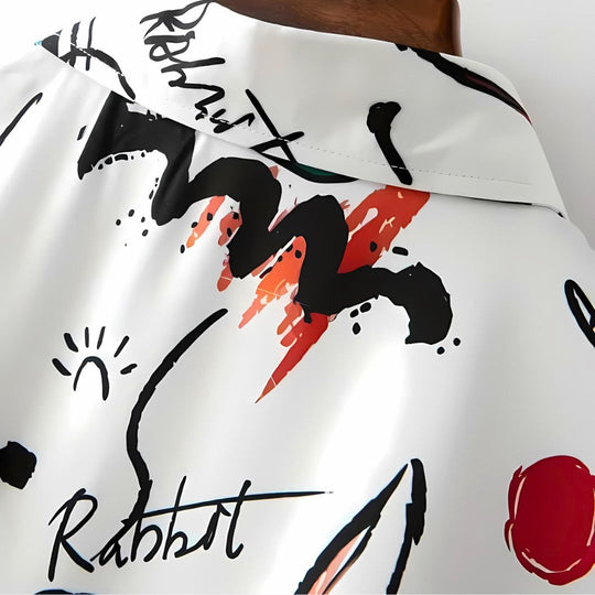 Herre T-Skjorte Lett Stoff Uformell Med Rabbit King Trykk 3