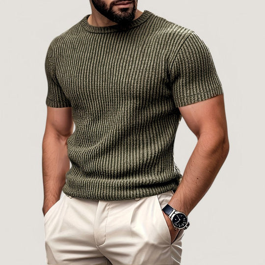 Herre T-skjorte Kortermet Jacquard Polyester 3