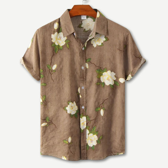 Herre T-skjorte med Blomsterdesign og Avslappet Passform 1