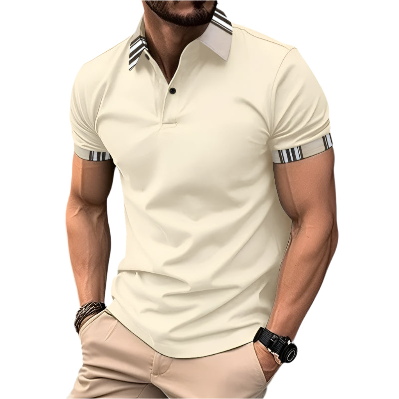 Herre T-skjorte med Krage og Striper Polyester Uformell 0