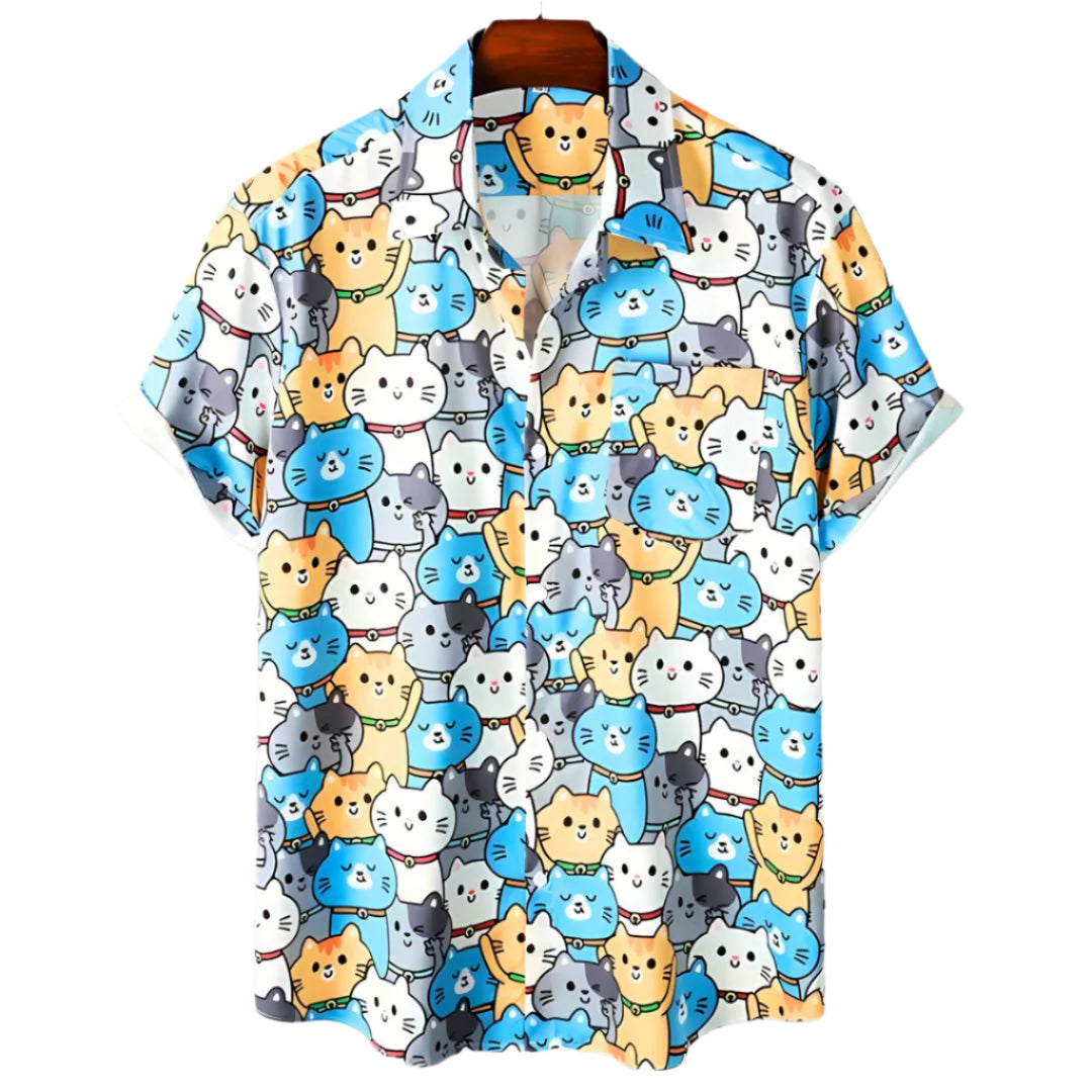Herre T-skjorte med Meow Kingdom Print 0