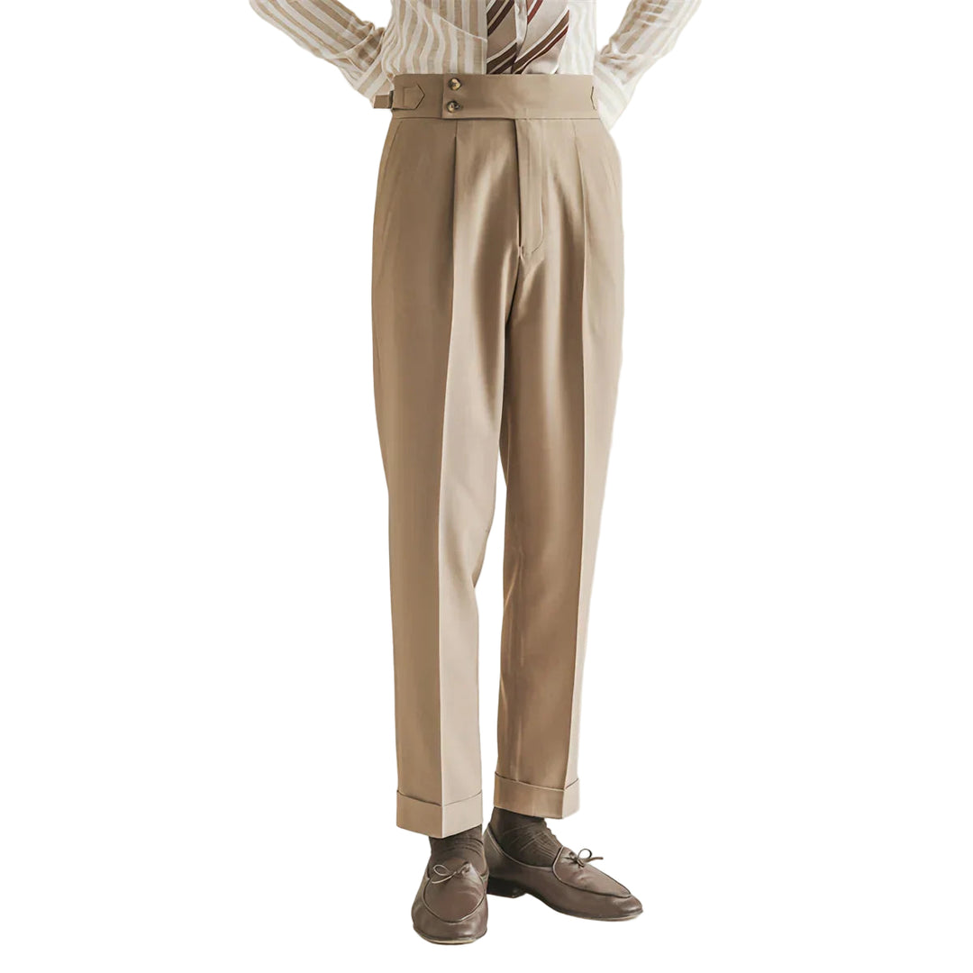 Herre Tailored Bukser Høy Midje Plisserte Front 0