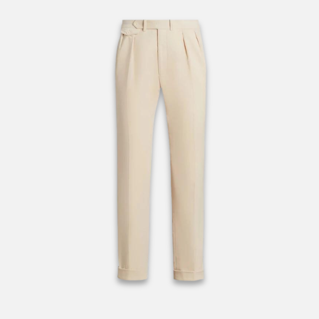 Herre Tailored Bukser Ullblanding Rett Passform Enkelt Fald Justerbar Midje 1