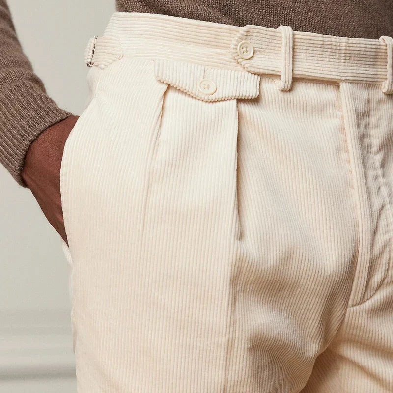Herre Tailored Bukser Ullblanding Rett Passform Enkelt Fald Justerbar Midje 4