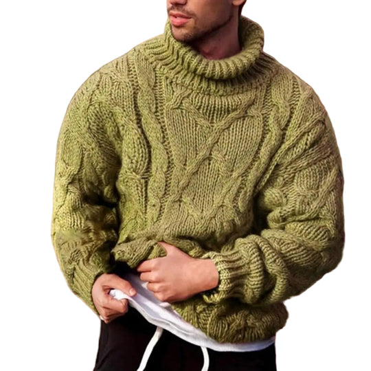 Herre Turtleneck Genser med Flätet Design 0