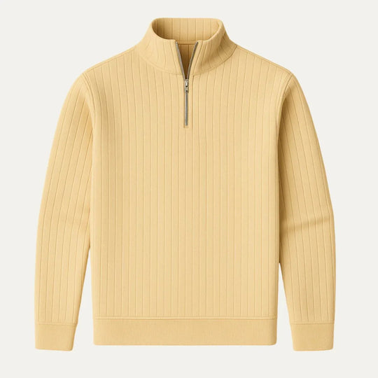 Herre Ullgenser Halv Zip Ribbet Strikkegenser Komfortabel Stilig 1