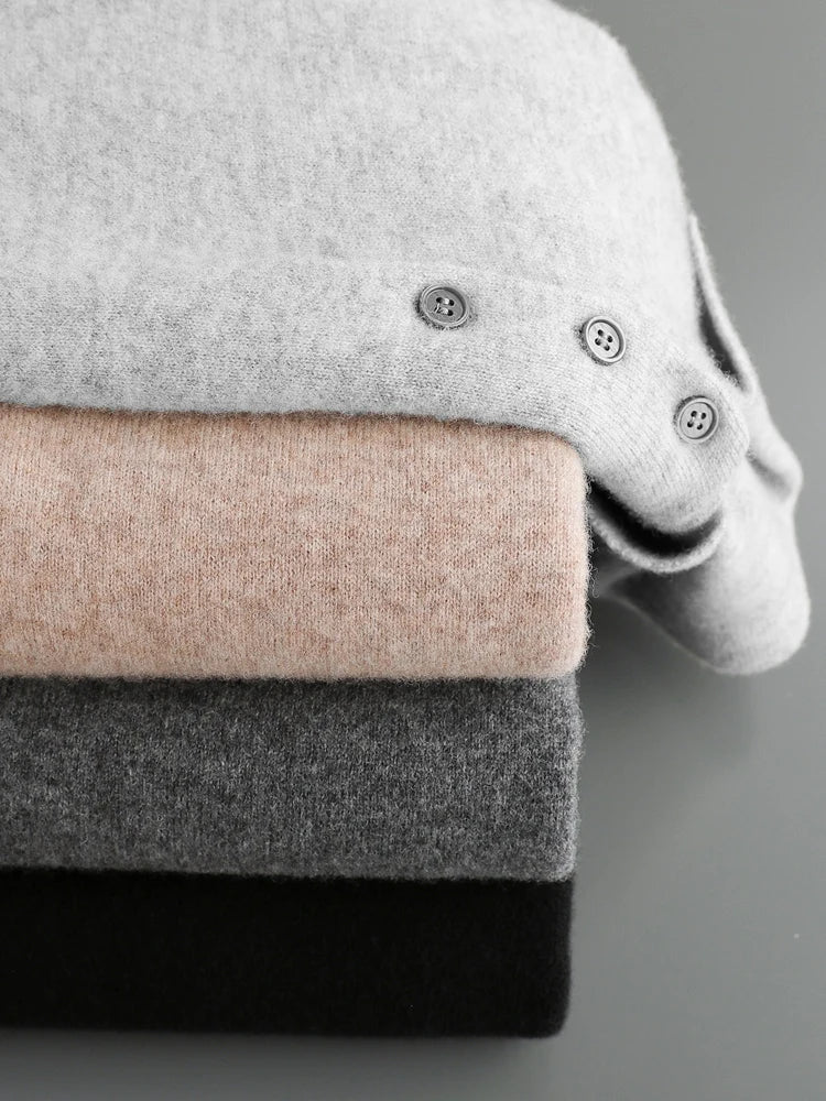 Herre Ullgenser Polo Krage Merino Ull Pullover 5