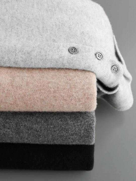 Herre Ullgenser Polo Krage Merino Ull Pullover 5