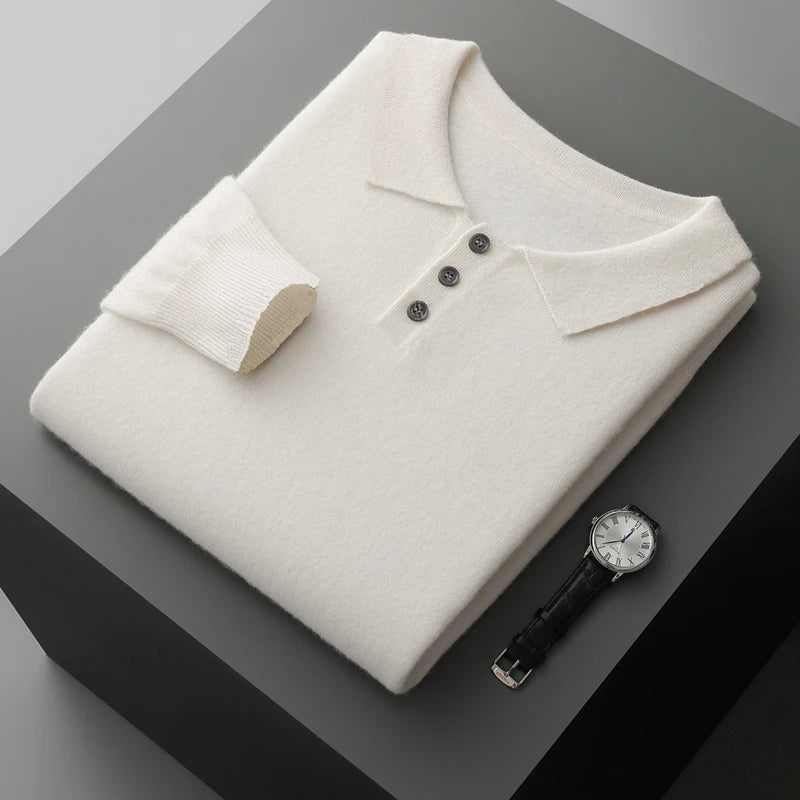 Herre Ullgenser Polo Krage Merino Ull Pullover 8